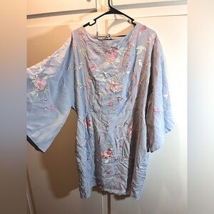 ASOS Size 16 Embroidered Kimono Mini Skirt Pale Blue